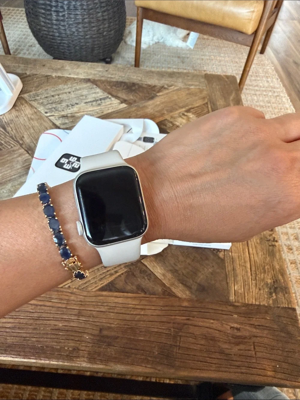 Silver Smartwatch with Light Gray Sport Band